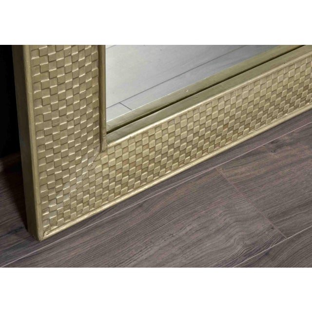 Vintage French Mirror in Champagne With Textured Metal Frame For Sale - Image 9 of 10