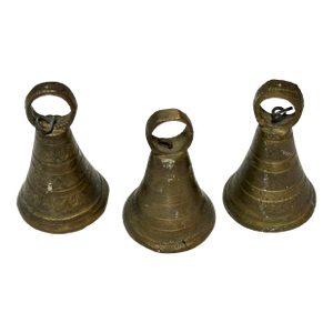 Vintage Mid 20th Century Small Brass Bells- Set of 3
