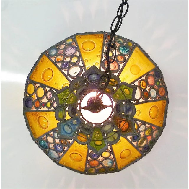 Mid Century Modern Higgins Style Multicolored Fused Color Glass Light