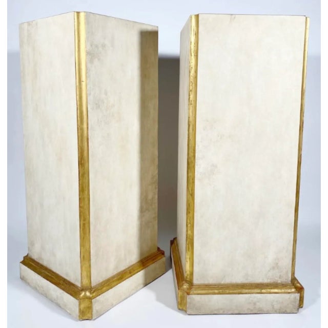 Vintage Regency Gilt Tipped Gessoed Pedestals - a Pair For Sale In West Palm - Image 6 of 13