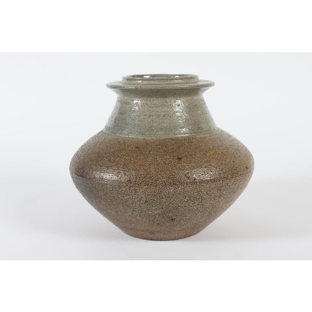 Mid-Century Modern Large Danish Wide Vase with Greyish-Brown Glaze by Nils Kähler for Hak Kähler, 1970s For Sale - Image 3 of 9