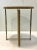 Stylish organic modern natural finish wood and nickel end table, showroom floor sample