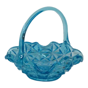 Indiana Glass Monticello Blue Basket Bowl Candy Dish With Handle