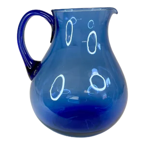 1980s Vintage Art Deco Boho Chic Cobalt Pitcher.