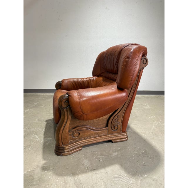 European Leather & Oak Sofa Set For Sale - Image 13 of 18