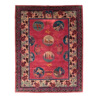 Galerie Shabab Collection Mid-20th Century Handmade Chinese Pictorial Art Deco Room Size Carpet For Sale
