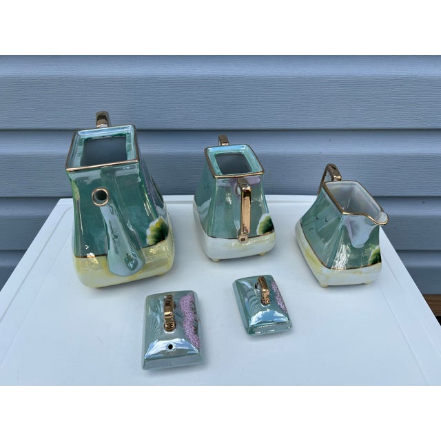 Early 20th Century 1920s Japanese Cherry Blossom Lusterware Tea Set by Moriyama -17Pc For Sale - Image 5 of 12