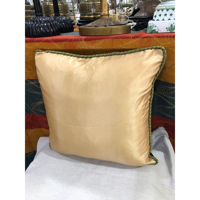 Antique Red and Green Tapestry Decorative Square Pillow For Sale In Tampa - Image 6 of 8