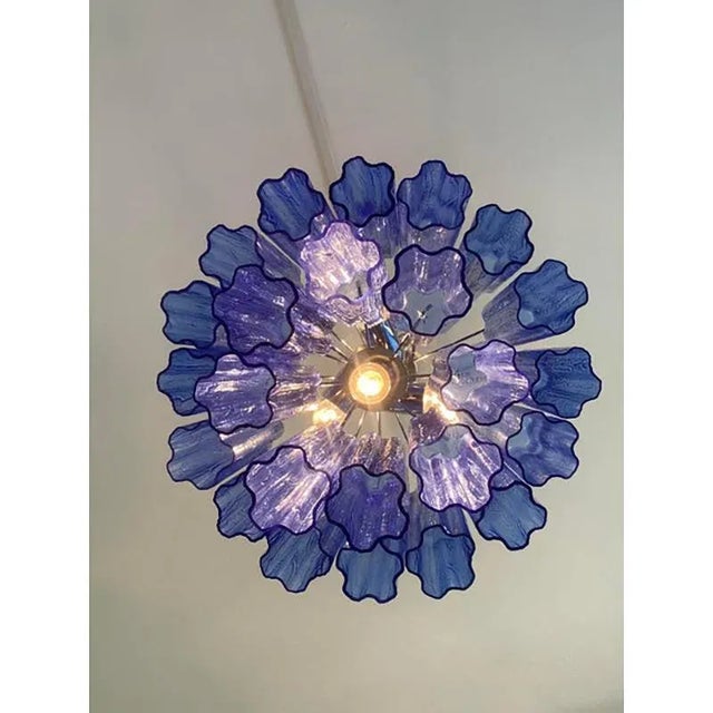Early 21st Century Blue Tronchi Murano Glass Sputnik Chandelier by Simoeng For Sale - Image 5 of 13