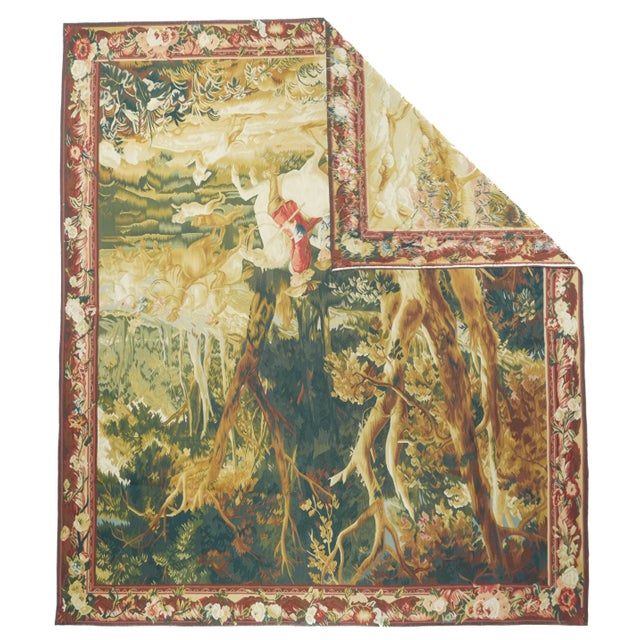 Traditional Vintage Belgium Pictorial Tapestry 7'5'' X 7'7'' For Sale - Image 3 of 9