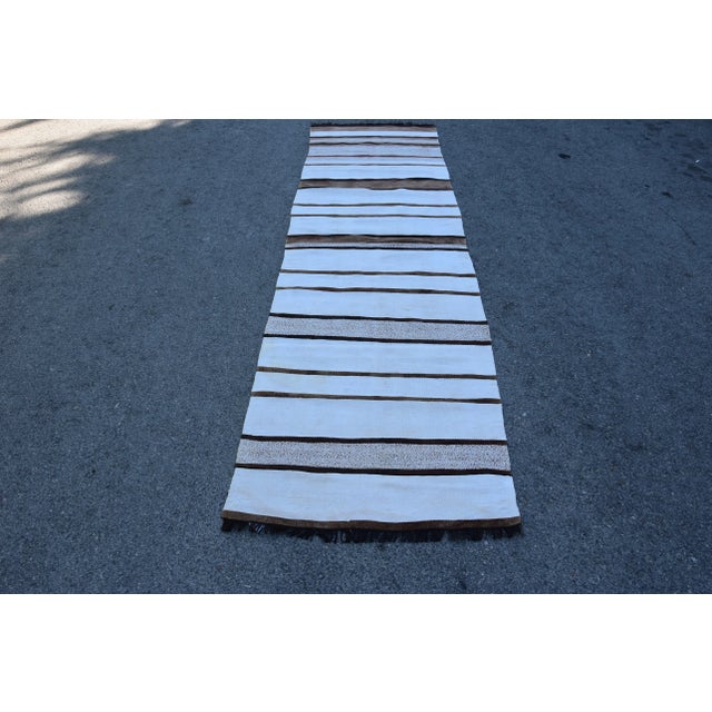 1970s Scandinavian Hand Knotted White Runner Rug For Sale - Image 11 of 11