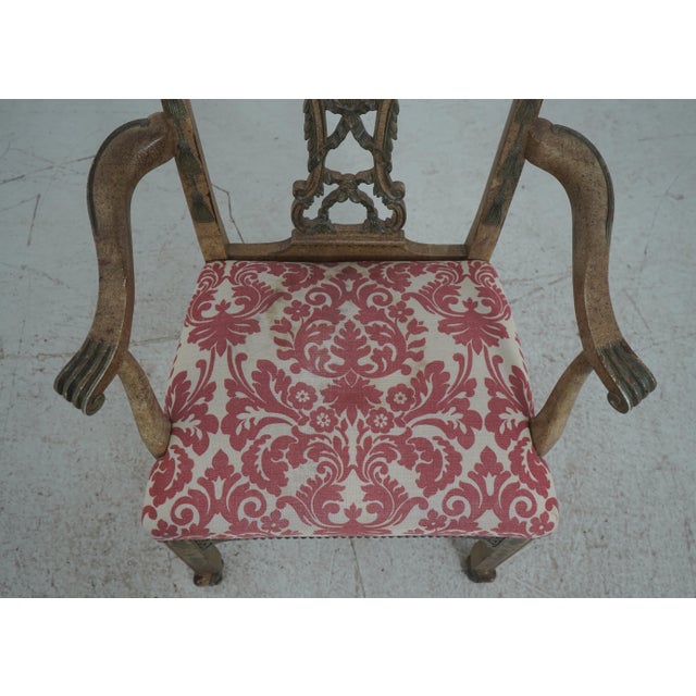 Textile Pair Hickory Chair Georgian Style Painted Armchairs For Sale - Image 7 of 12