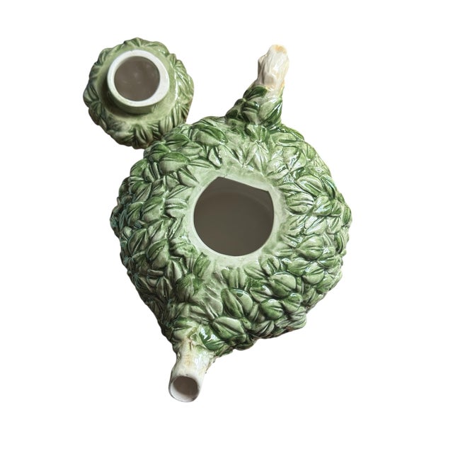 Vintage Ethan Allen Teapot Boxwood Topiary Green Basket Ceramic Made in Italy Decor