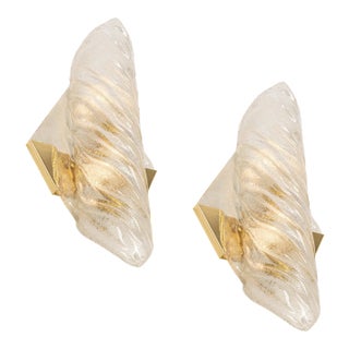 Large German Vanity Angular Murano Glass Sconces by Hillebrand, 1960s, Set of 2 For Sale