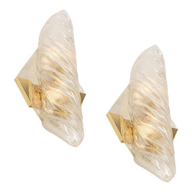 Large German Vanity Angular Murano Glass Sconces by Hillebrand, 1960s, Set of 2 For Sale
