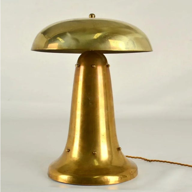 Modernist Dutch Brass Mushroom Shape Table Lamp, 1920s For Sale - Image 6 of 8