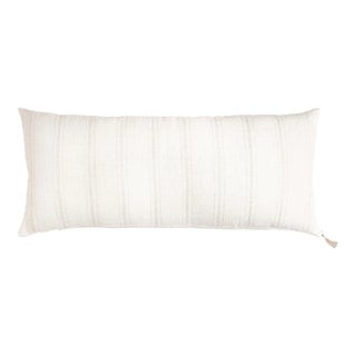 White With Beige Stripes Down Alternative Linen Pillow For Sale