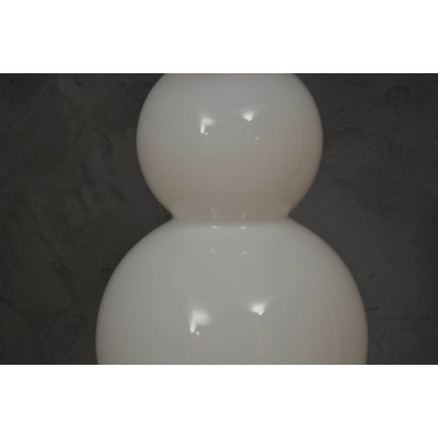 Murano Blown-White Glass and Brass Table Lamp, 1980s For Sale - Image 7 of 10