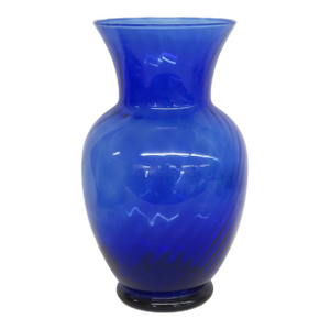 Indiana Glass Illusions 1980s Large Vase Cobalt Blue Optic Swirl Pattern 4876b