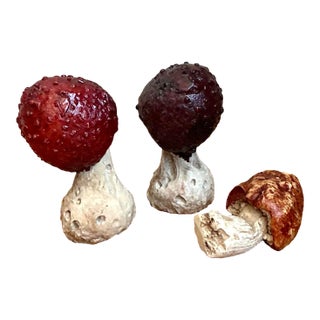 Vintage Glazed Ceramic Mushrooms - Set of 3 For Sale