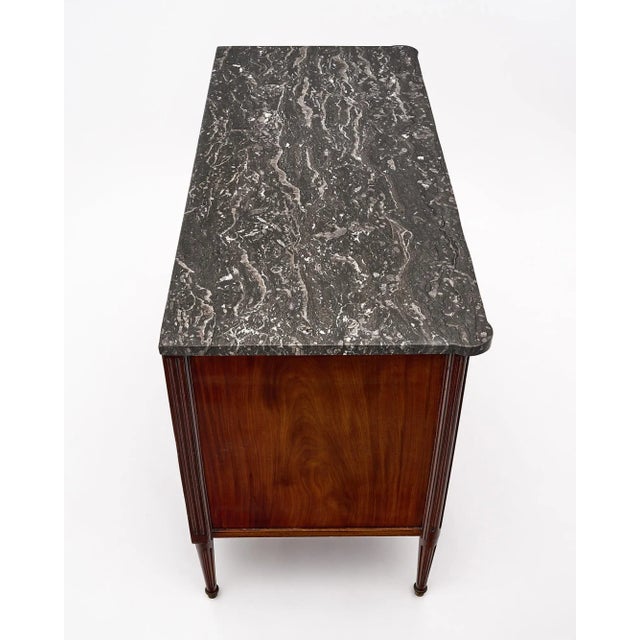Louis XVI Mahogany Chest, Antique French, Gray Marble, Circa 1820 For Sale In Austin - Image 6 of 10