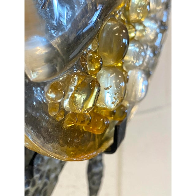 Brutalist Wall Light in Glass and Wrought Iron, 1960s For Sale - Image 11 of 13