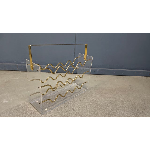 Vintage Acrylic Glass and Brass Magazine Holder, 1970s For Sale - Image 18 of 18
