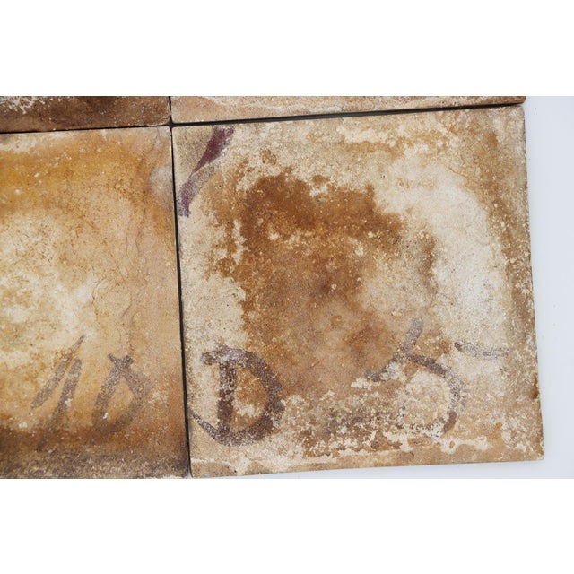 19th Century Set of Four Tiles Blue & White Depicting a Hand, Landscapes and a Hand Holding a Fan For Sale - Image 10 of 13