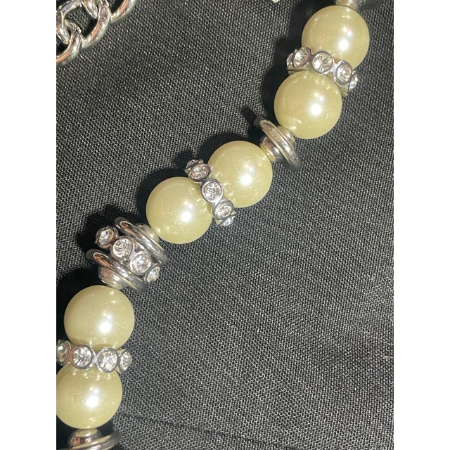 Givenchy Large Faux Pearl & Crystal Rondel Three Strand Huge Statement Necklace Description: Make a dramatic entrance with...
