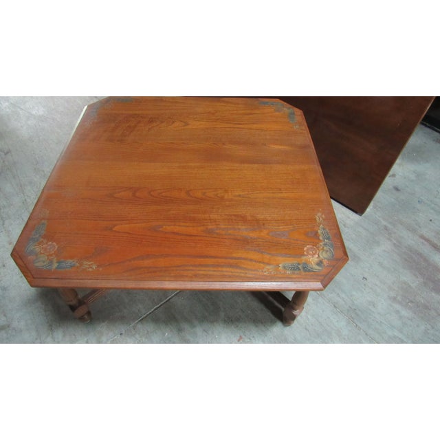 1980s Rare Hitchcock Oak Coffee Table Farmhouse Designer For Sale - Image 5 of 7