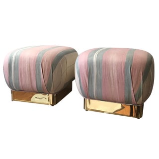 Karl Springer Attri. Soufflé Poufs - A Pair For Sale