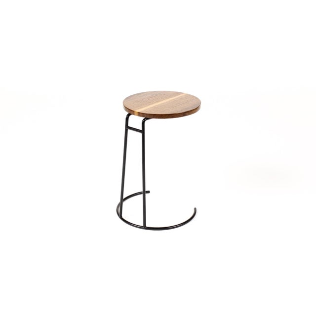 1960s Mid Century Vintage Attributed to Jens Risom Stacking Side Table Model #T-710 — Walnut + Iron For Sale - Image 5 of 6