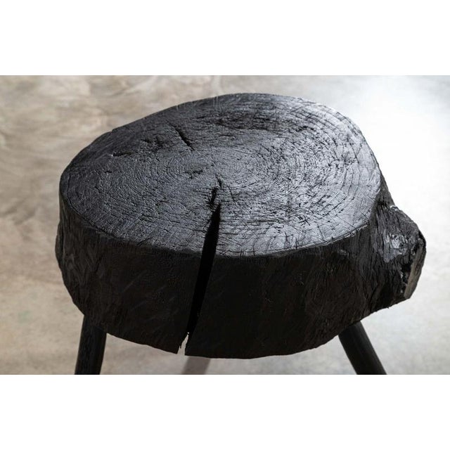 Circa 1890 19thC French Ebonised Vernacular Elm Chopping Block Table. W52 x D55 x H71 cm Weight 26Kg