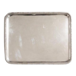 Early 20th Century Silver Rectangle Serving Tray For Sale