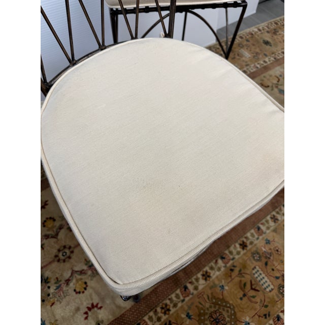 Wrought Iron Bar Stools With Cushions, Set of Three For Sale - Image 10 of 12