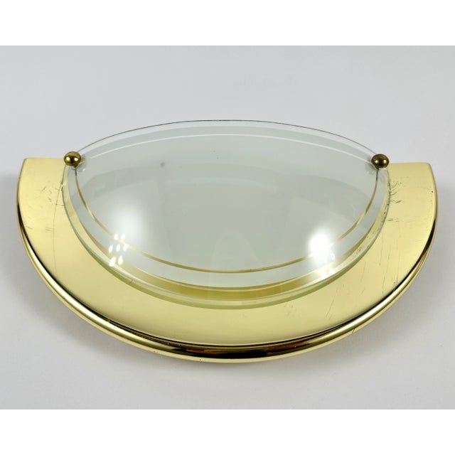 Gold Vintage Wall Lamp in Brass & Glass from Massive, Belgium, 1970s For Sale - Image 8 of 11