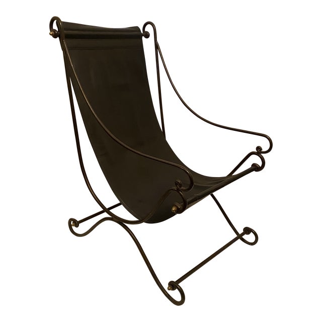 1970s Mid Century Leather Sling Chair Chairish