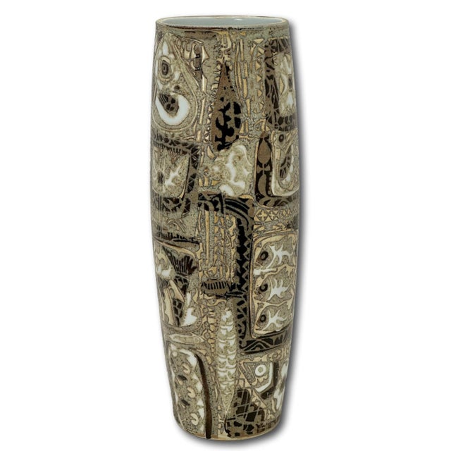 Mid-Century Modern Vintage Mid Century Royal Copenhagen Denmark Nils Thorsson Baca Design Ceramic Vase - 11 1/2 Inches Tall For Sale - Image 3 of 12