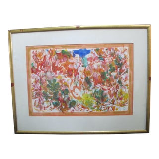 David McCosh Abstract Watercolor Painting on Paper Red Canyon Pacific Nw 1965 For Sale