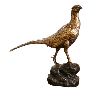 19th Century French Patinated Bronze Pheasant Sculpture Signed j.e. Masson