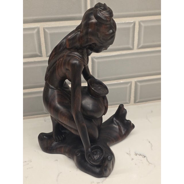 Realism Vintage 1950s Balinese Modernist Ebony Water Carrier – Authentited Njana Tilem Gallery Piece For Sale - Image 3 of 12