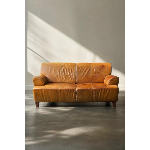 Mid-Century Modern Industrial Brown Leather 3-Seater Sofa, 1960s For Sale - Image 14 of 18