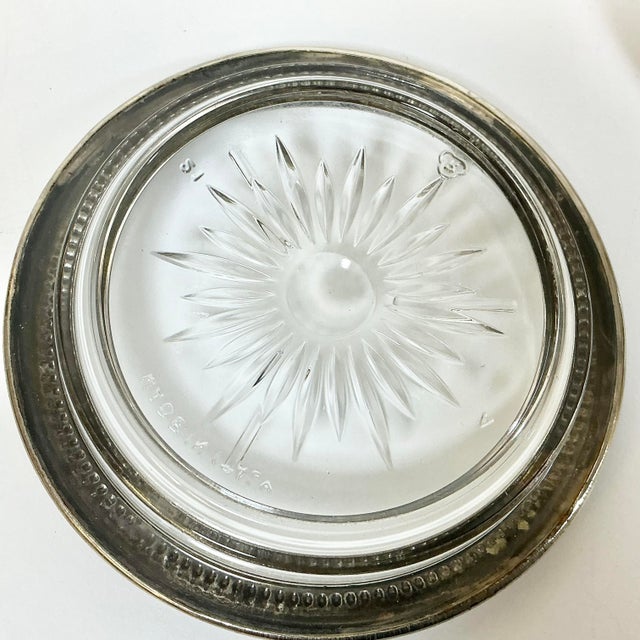 1950s Vintage Italian Glass & Silver Plate Leonard Blackinton Coasters - Set of 8. For Sale - Image 9 of 12