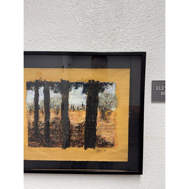 1990s Ohlun Framed Painting, Circa 1991 For Sale - Image 5 of 12