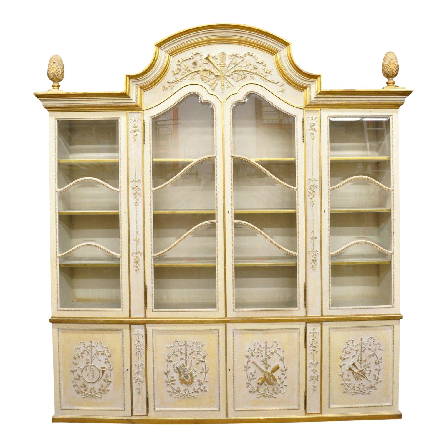 Italian Regency Cream and Gold Gilt Breakfront China Chairish