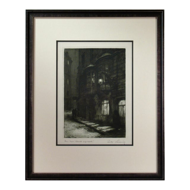 Luigi Kasimir Weinstube Street, Urbani Keller C. 1920 Original Print For Sale