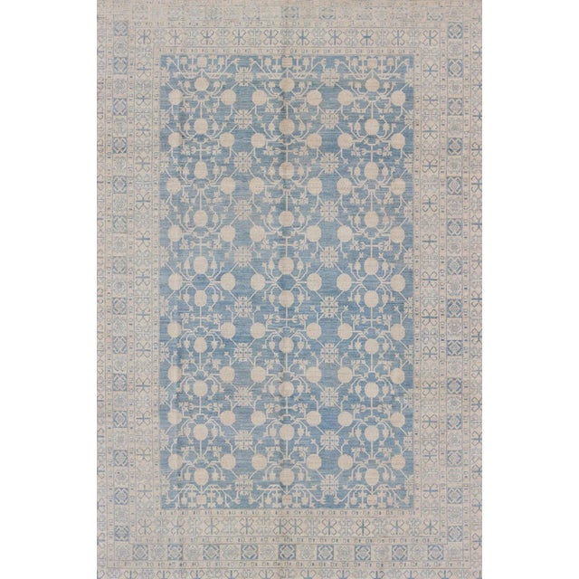 Pomegranate Design Modern Khotan Lt Blue Rug by Keivan Woven Arts 8'7 X 12'5 For Sale - Image 4 of 10