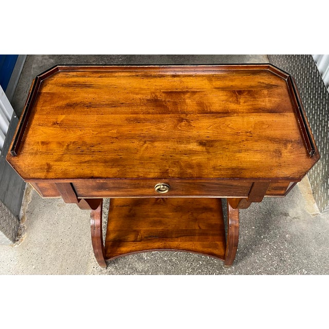 Wood Neoclassical Maple Side Table With Drawer For Sale - Image 7 of 11