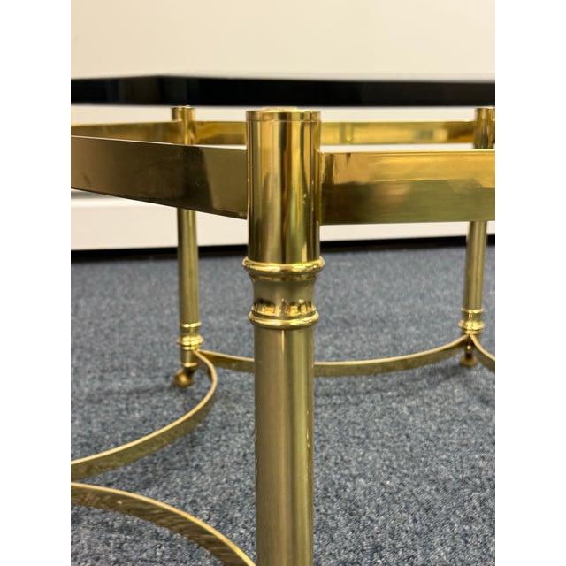 Brass Vintage Labarge Hexagonal Brass and Glass Coffee Table For Sale - Image 8 of 10