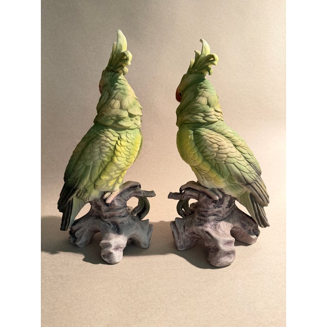 Ceramic 70s Large Pair of Mantle Parrots Birds For Sale - Image 7 of 8